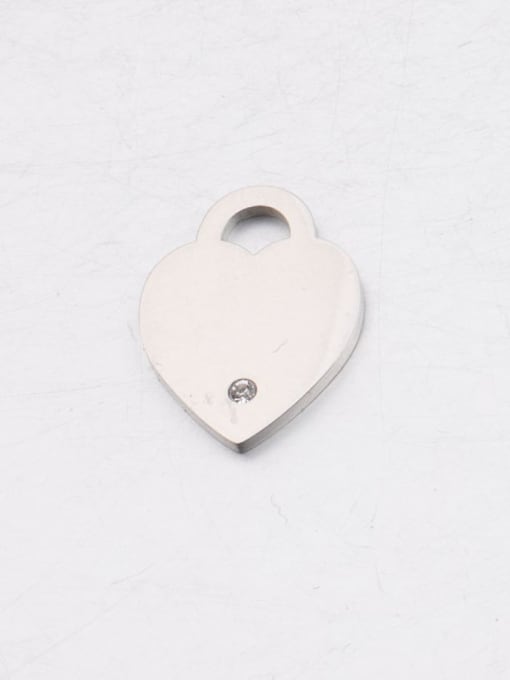 Steel color Stainless steel Heart Rhinestone Minimalist Pendant