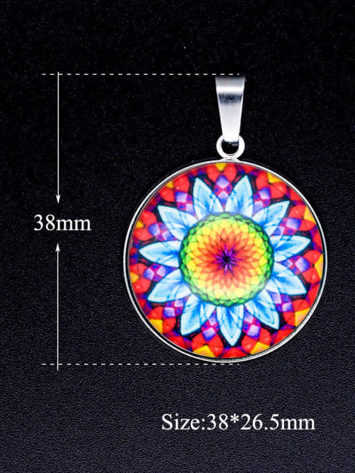 FTime Stainless steel Multicolor Millefiori Glass Round Charm Height : 38mm , Width: 26.5mm 1