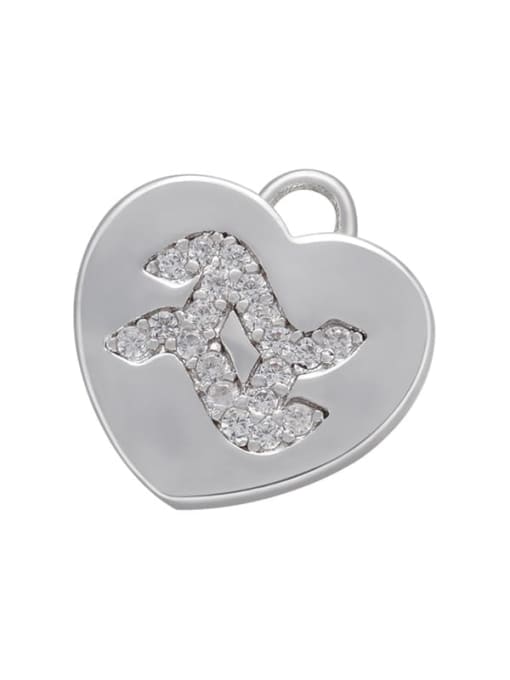 White Gold Aquarius Micro-set heart-shaped pie zodiac inlaid jewelry accessories