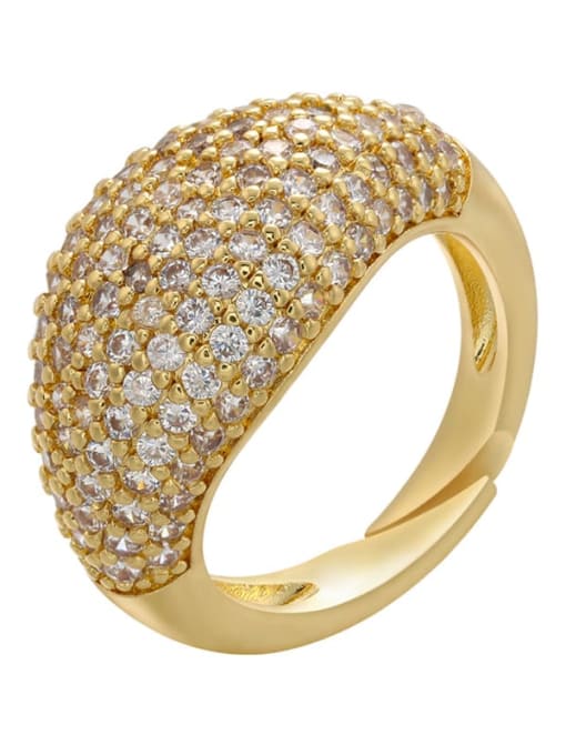 Golden White Diamond Brass Rhinestone Geometric Trend Band Ring