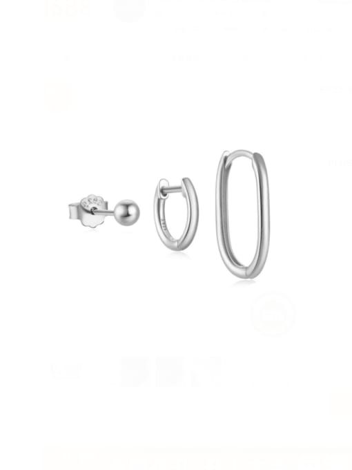 3 pieces per set in platinum color 925 Sterling Silver Geometric Minimalist Huggie Earring