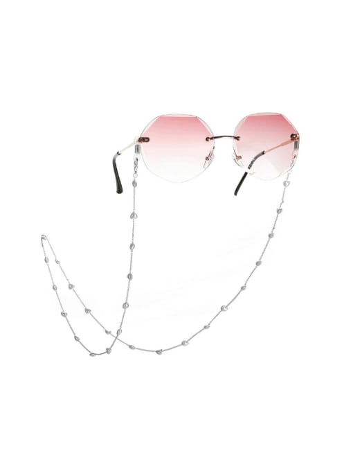 White K Brass Imitation Pearl Heart Minimalist Sunglass Chains