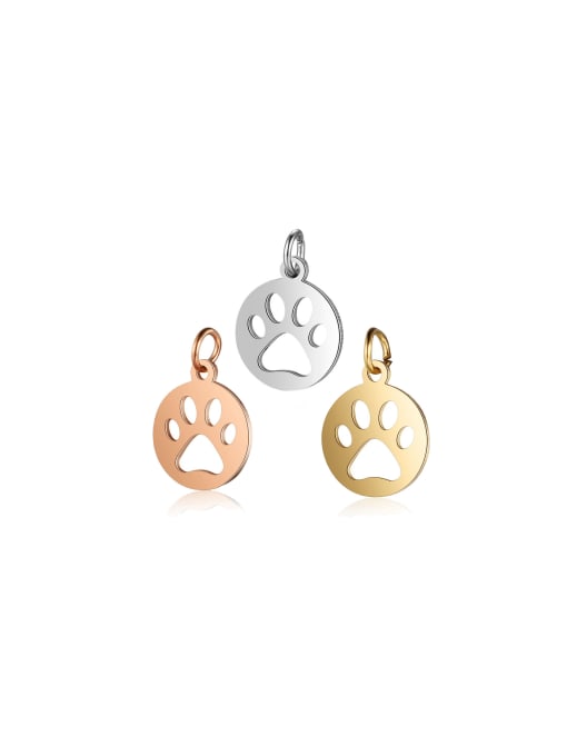 MEN PO Stainless steel Hollow dog paw polished small pendant with ring 1