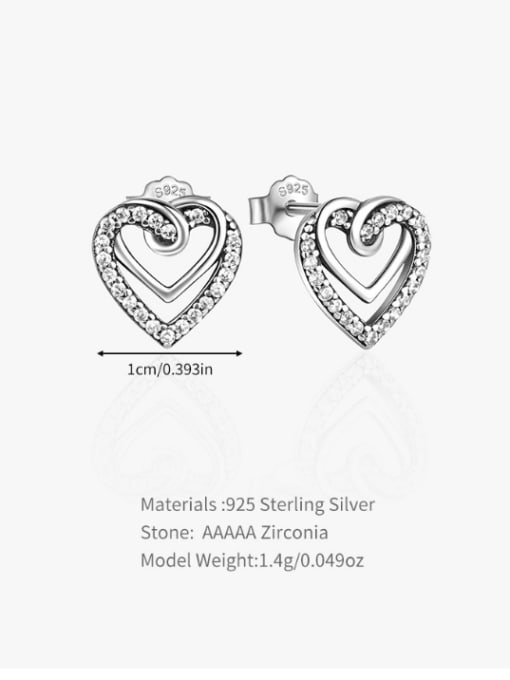 8 925 Sterling Silver Heart Vintage Stud Earring