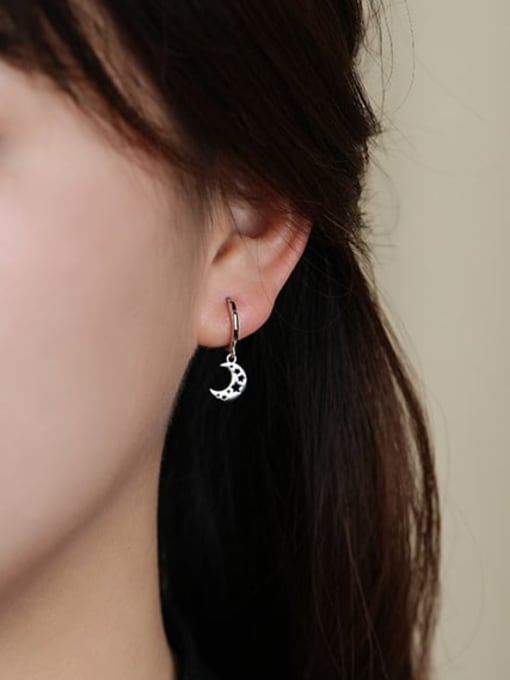 YUANFAN 925 Sterling Silver Moon Minimalist Huggie Earring 1