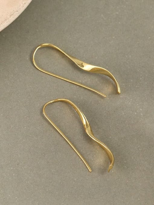 E240E Gold 925 Sterling Silver Geometric Minimalist Hook Earring