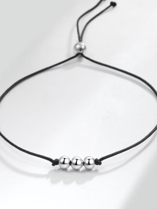Platinum Gold (Three Beads) 925 Sterling Silver Bead Geometric Minimalist Adjustable Bracelet