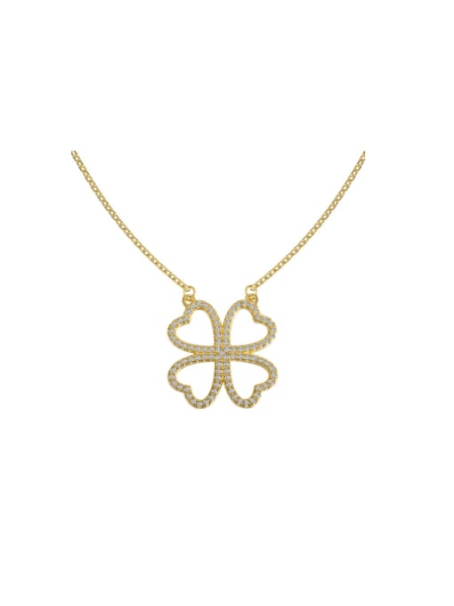 Golden DY190760 S G WH 925 Sterling Silver Cubic Zirconia Clover Minimalist Necklace