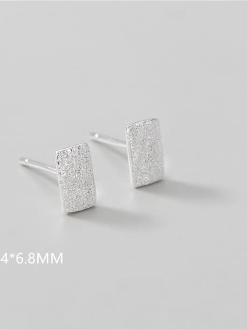 Rectangular 4*6.8mm 925 Sterling Silver Geometric Minimalist Stud Earring