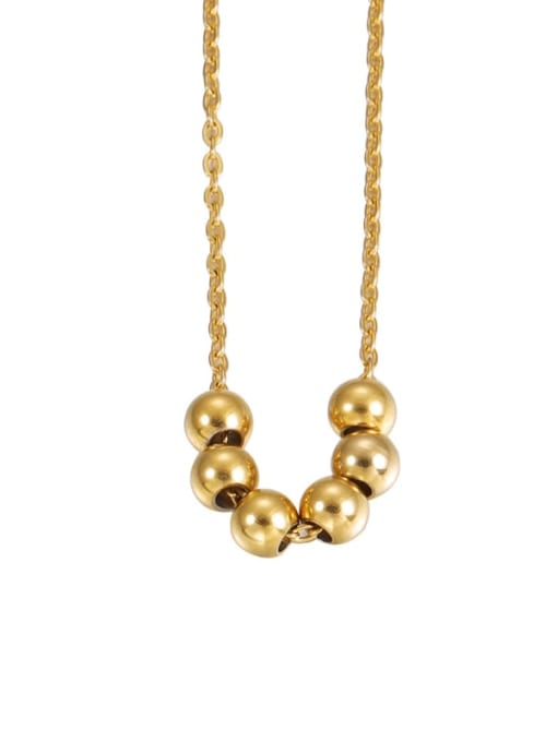 golden Stainless steel Geometric Round Bead Pendant Minimalist Necklace