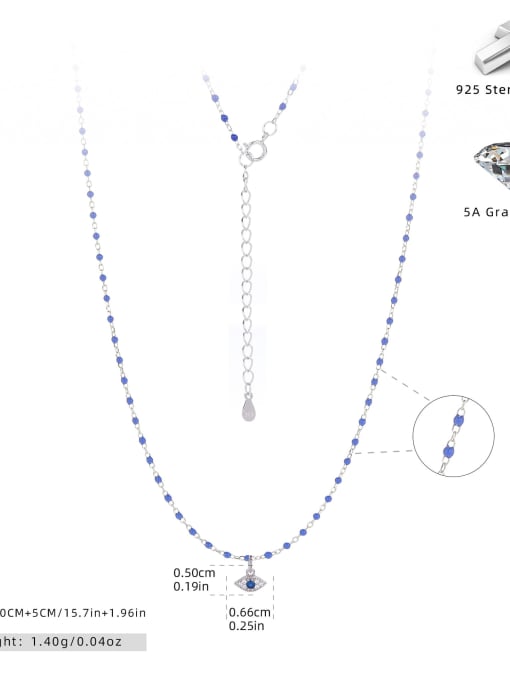 with gold +blue 925 Sterling Silver Enamel Evil Eye Minimalist Necklace