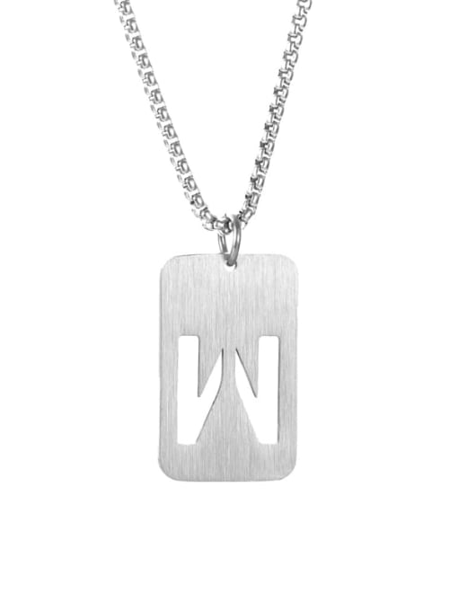 Letter W Pearl Chain Titanium Steel Letter Minimalist Long Strand Necklace