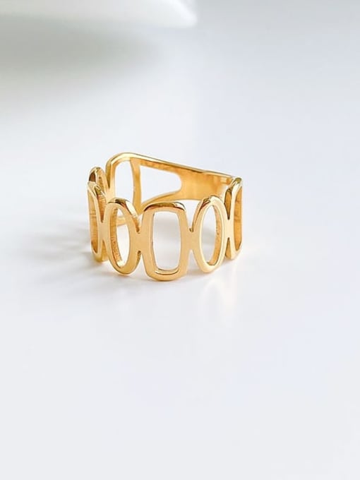 Hollow ring gold ring Titanium Steel Hollow  Geometric Minimalist Band Ring