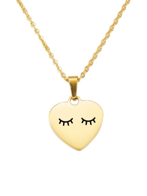 Gold 2 Stainless steel Letter Heart Trend Necklace