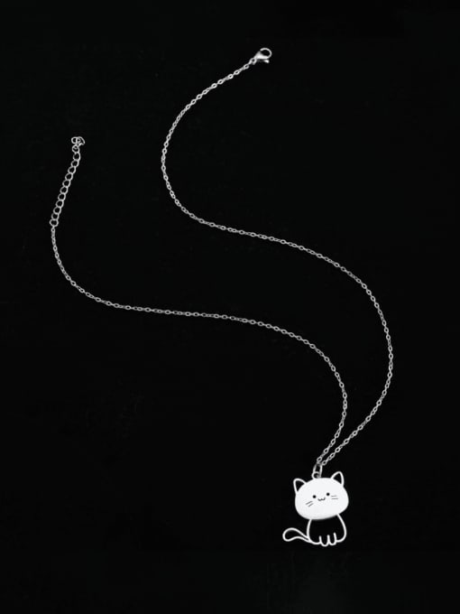 Big Head Cat Necklace Titanium Steel Cat Cute Long Strand Necklace