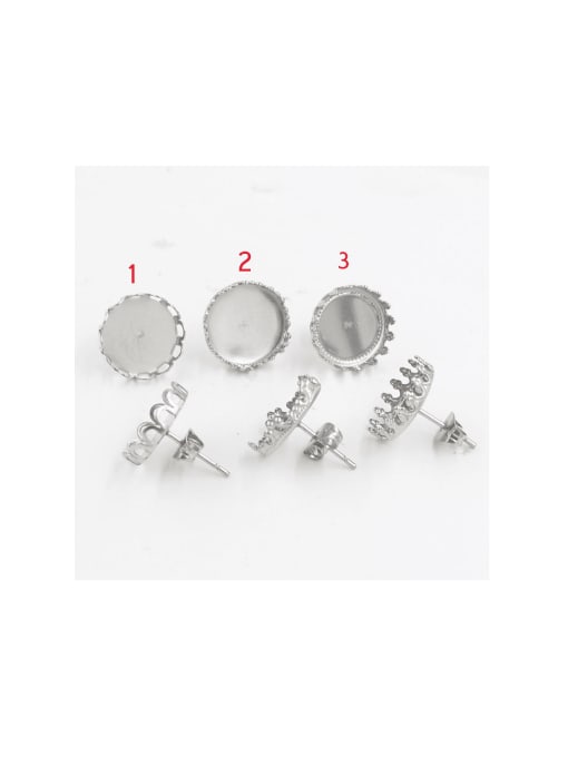 MEN PO Stainless steel earring base/3 crown round earrings 1