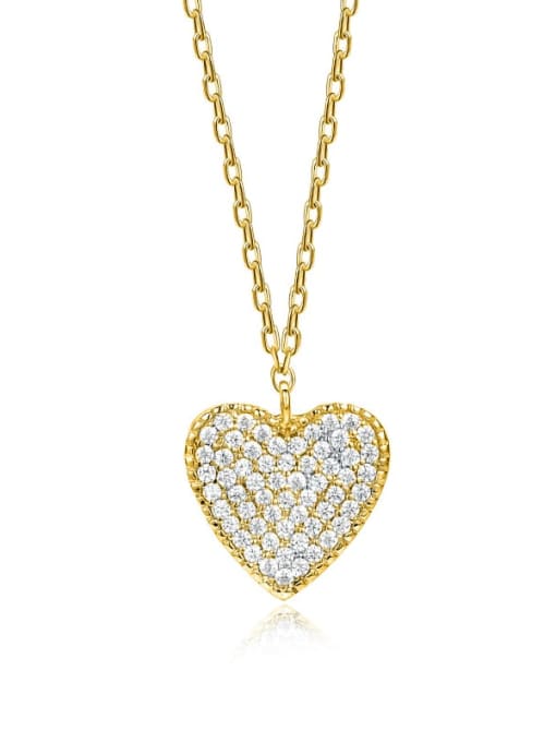 A&T Jewelry 925 Sterling Silver Cubic Zirconia Heart Dainty Necklace