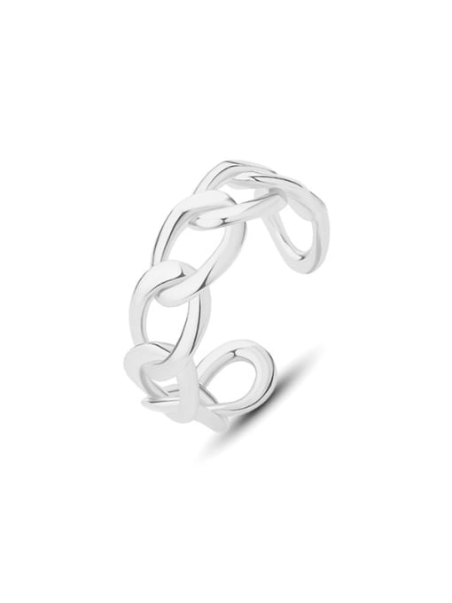 K1037 Platinum 925 Sterling Silver Geometric Minimalist Band Ring