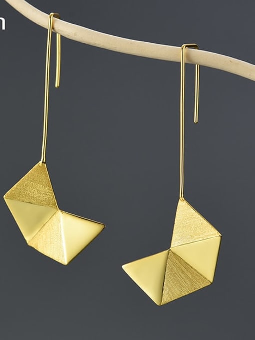 golden 925 Sterling Silver Origami Silver Minimalist Creative Design Artisan Hook Earring
