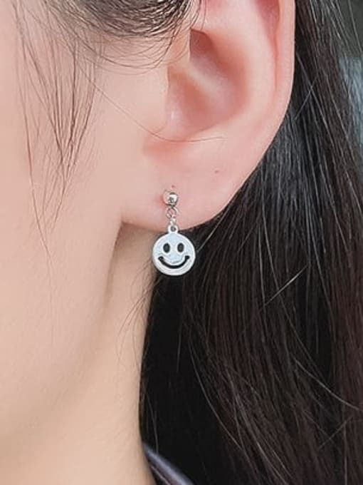 TAIS 925 Sterling Silver Smiley Vintage Drop Earring 1