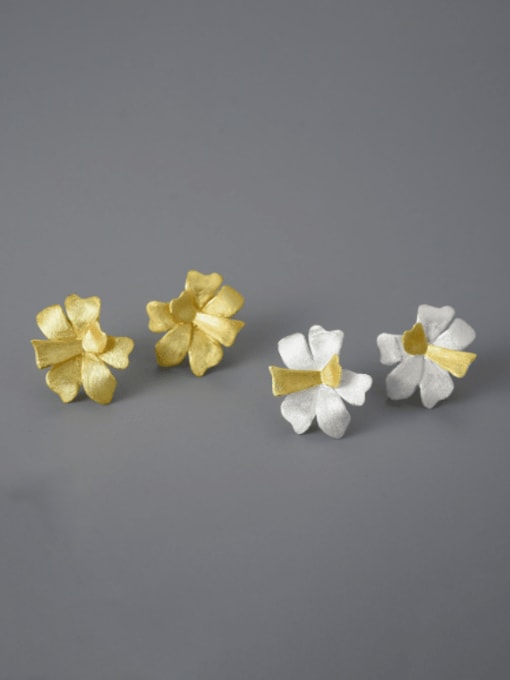 LOLUS 925 Sterling Silver Flower Minimalist Stud Earring 1