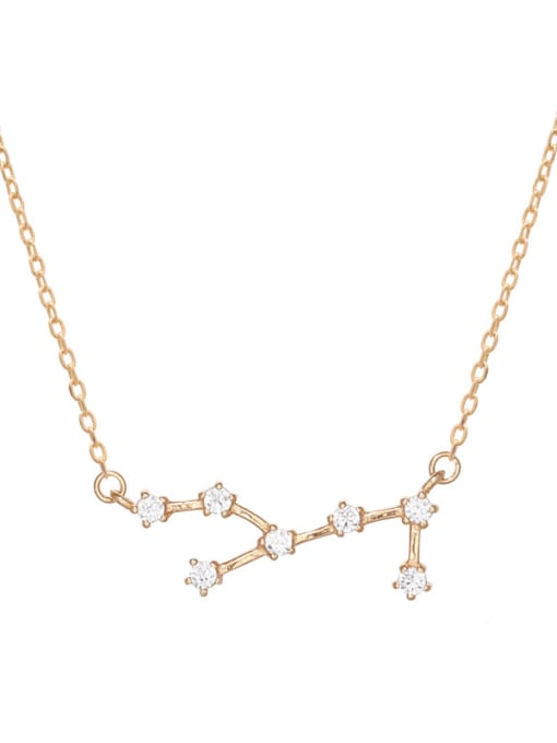 A802 Virgo Gold Plated Champagne 925 Sterling Silver Cubic Zirconia Constellation Minimalist Necklace