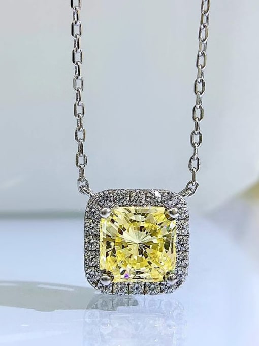 Yellow 925 Sterling Silver High Carbon Diamond Geometric Dainty Necklace