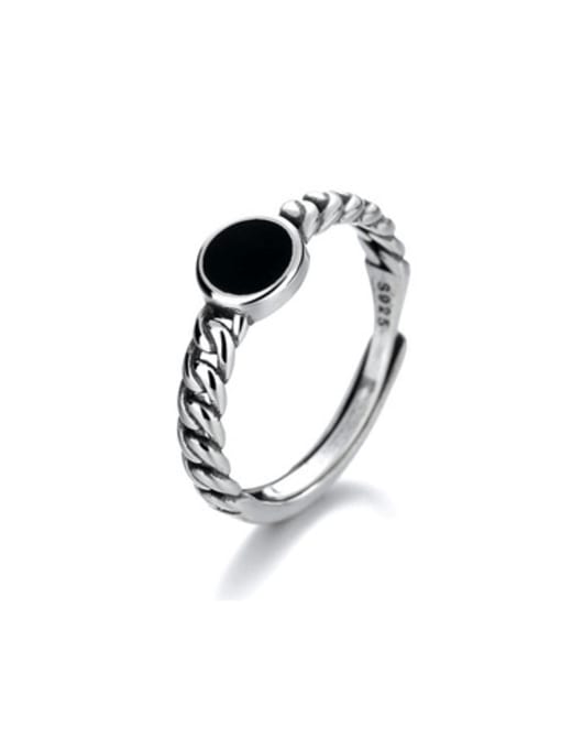 TAIS 925 Sterling Silver Enamel Geometric Vintage  twist Ring 0