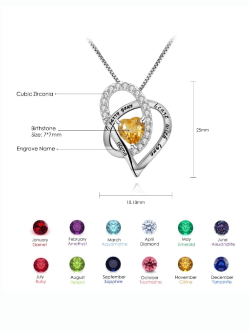 ZXI-SILVER JEWELRY 925 Sterling Silver Birthstone Minimalist  Heart Pendant Necklace 1