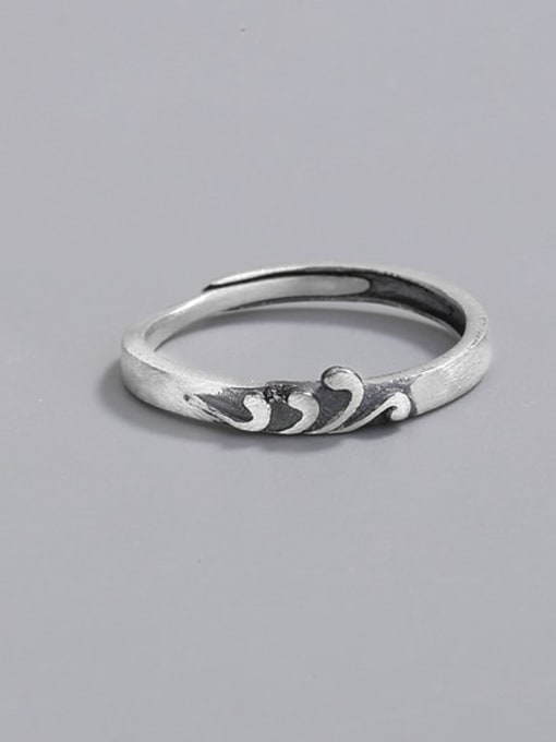 women 925 Sterling Silver Irregular Vintage Couple Ring