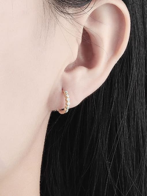 PNJ-Silver 925 Sterling Silver Turquoise Geometric Dainty Stud Earring 1