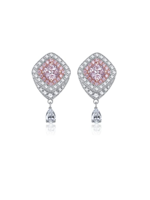 M&J 925 Sterling Silver High Carbon Diamond Geometric Luxury Cluster Earring 1