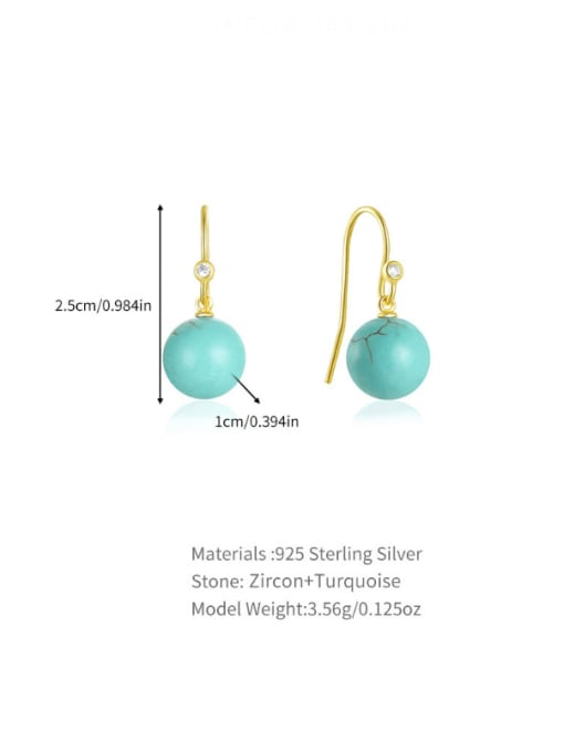 YUANFAN 925 Sterling Silver Turquoise Geometric Dainty Drop Earring 3