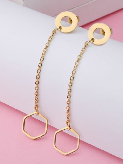 golden Stainless steel Long tassel ring Trend Threader Earring