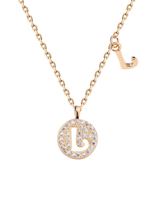 A1573 Champagne plated gold L 925 Sterling Silver Rhinestone Geometric Minimalist Necklace