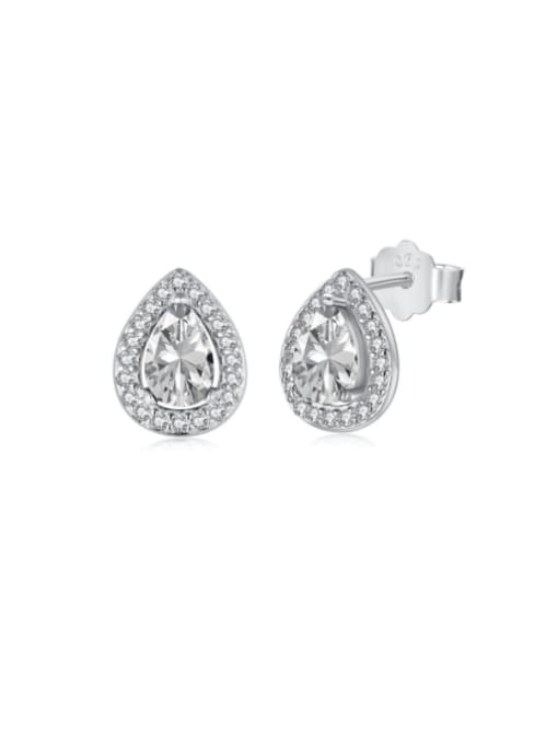 DY110130 white 925 Sterling Silver Cubic Zirconia Water Drop Dainty Stud Earring