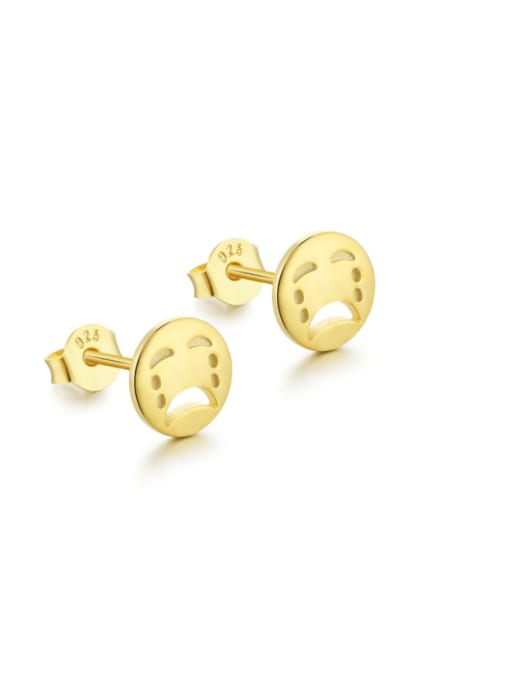Gold AY1D0008 925 Sterling Silver Smiley Minimalist Stud Earring