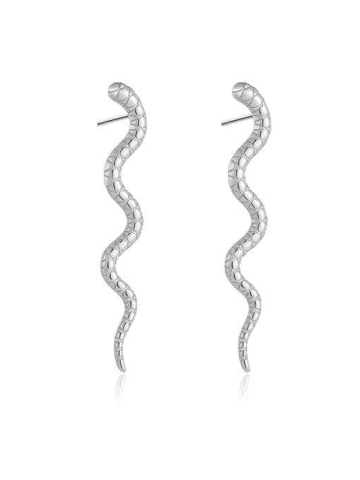 platinum 925 Sterling Silver Snake Trend Stud Earring