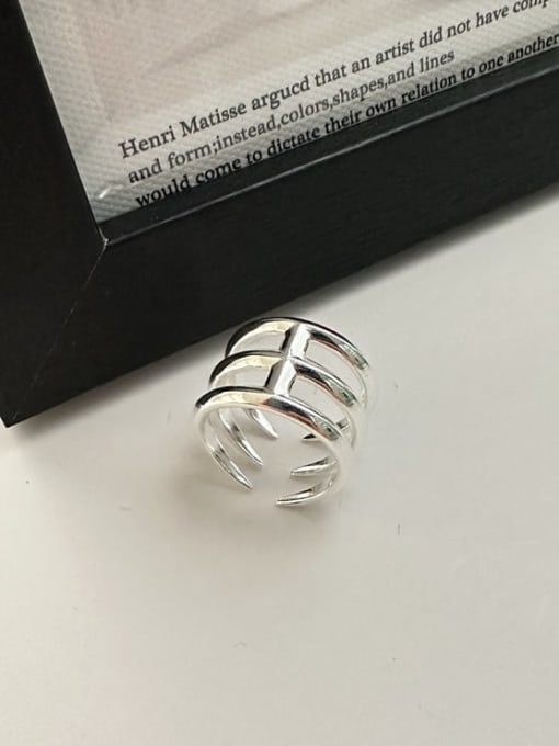Three layer ring 925 Sterling Silver Geometric Vintage Band Ring