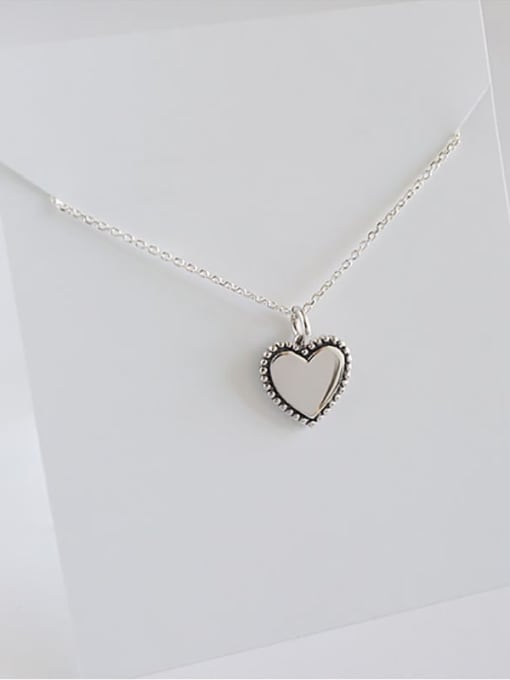 Yhn054 heart 925 Sterling Silver Geometric Minimalist Necklace