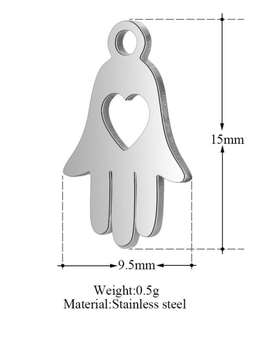 FTime Stainless steel Heart Hand Charm Height : 9.5 mm , Width: 15 mm 1