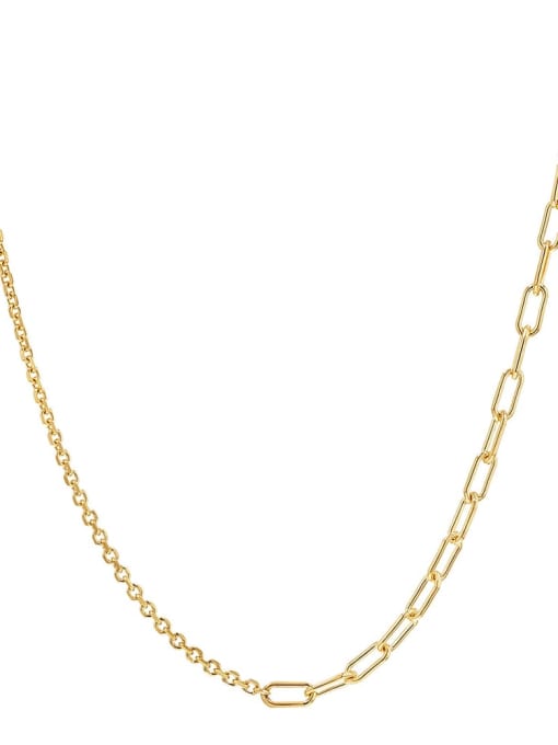 golden 925 Sterling Silver Geometric Hip Hop Link Necklace