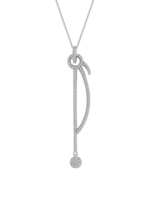 A&T Jewelry 925 Sterling Silver Cubic Zirconia Tassel Minimalist Tassel Necklace 0