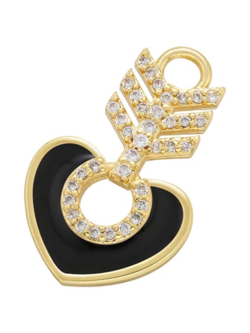 Golden black drop oil Heart Brass Enamel Dainty Pendant