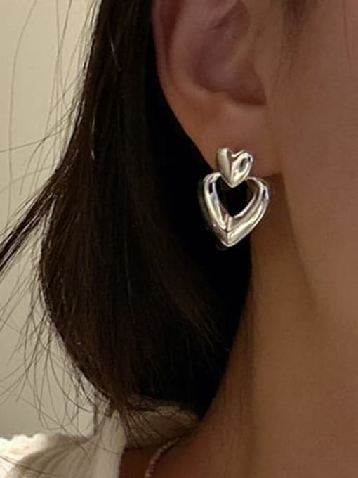 ARTTI 925 Sterling Silver Heart Minimalist Stud Earring 1