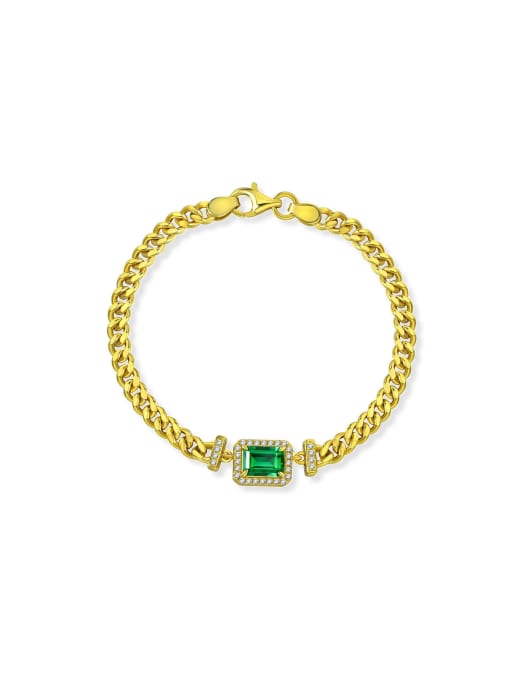 A&T Jewelry 925 Sterling Silver High Carbon Diamond Geometric Dainty Link Bracelet