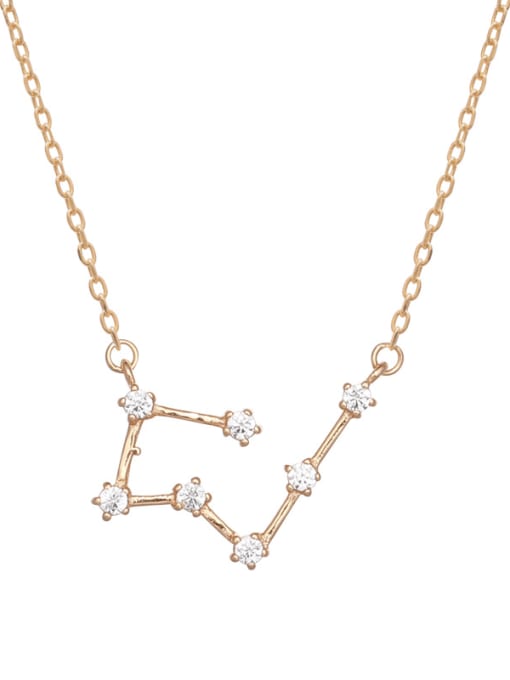 A802 Taurus with champagne gold plating 925 Sterling Silver Cubic Zirconia Constellation Minimalist Necklace