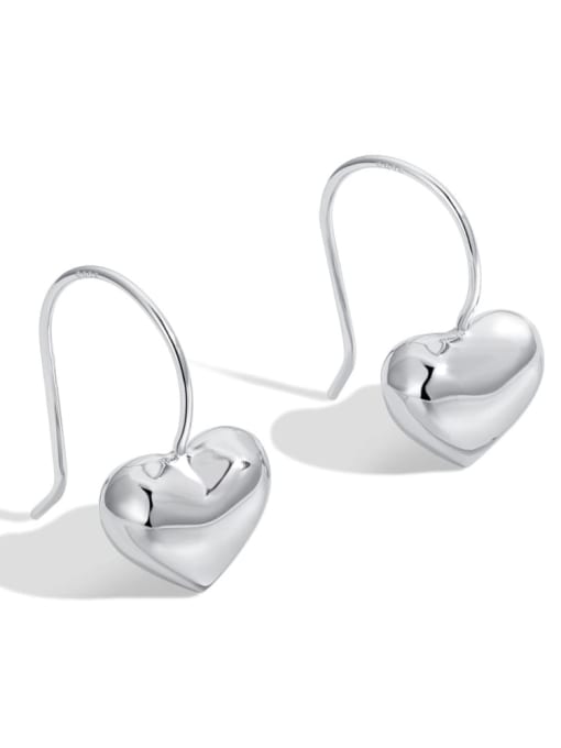 HF110035 S W NA 925 Sterling Silver Heart Dainty Hook Earring