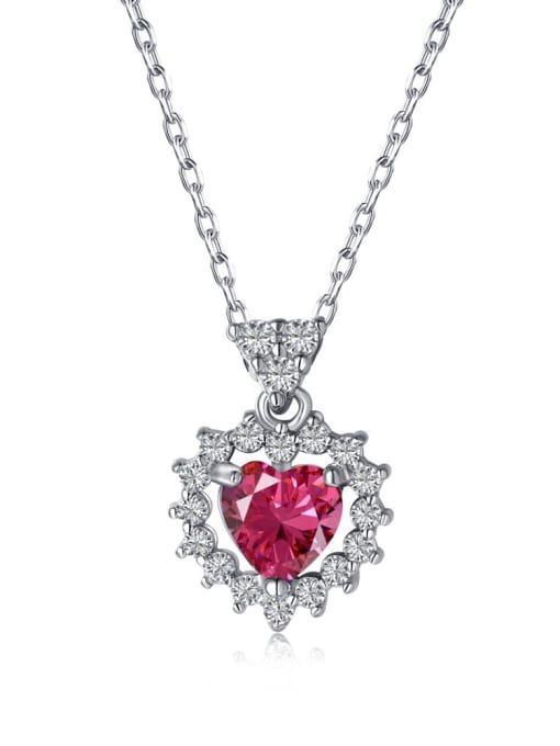 DY190345 S W RR 925 Sterling Silver Cubic Zirconia Heart Dainty Necklace