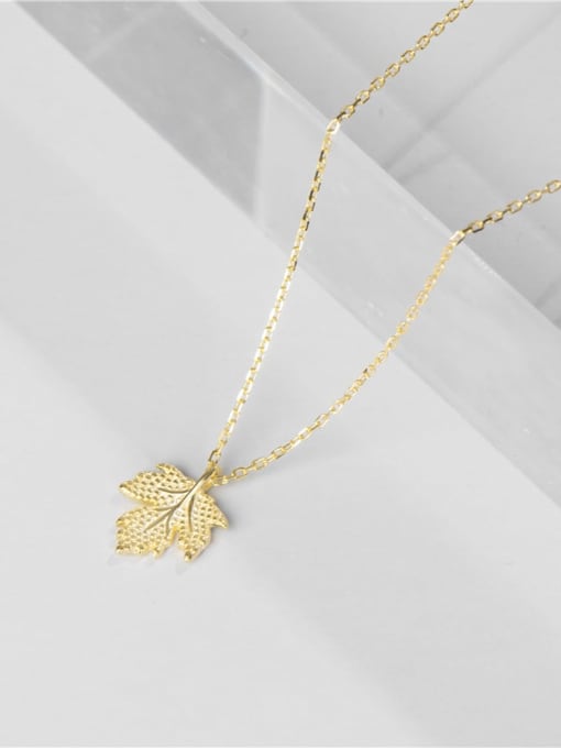 Gold necklace 925 Sterling Silver Leaf Minimalist Necklace